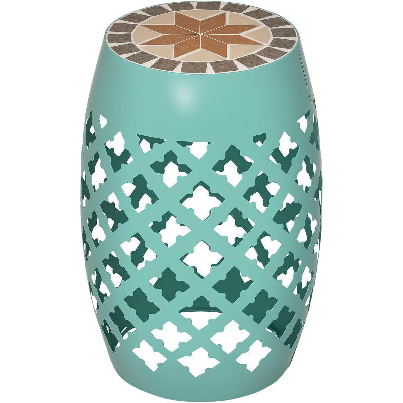 Mosaic Blue Patio Stool Side Table