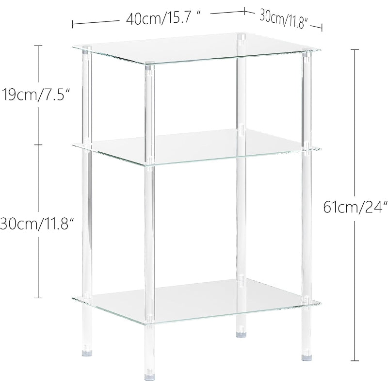 Glass 3-Tier End Table
