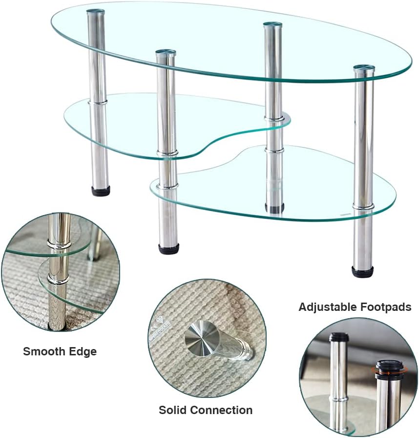 Oval Glass Coffee Table
