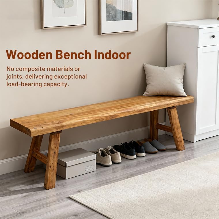 Wooden Bench Indoor Farmhouse Skinny Entryway Bench