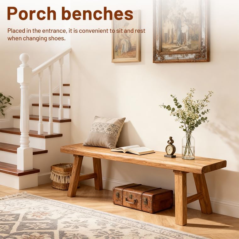 Wooden Bench Indoor Farmhouse Skinny Entryway Bench