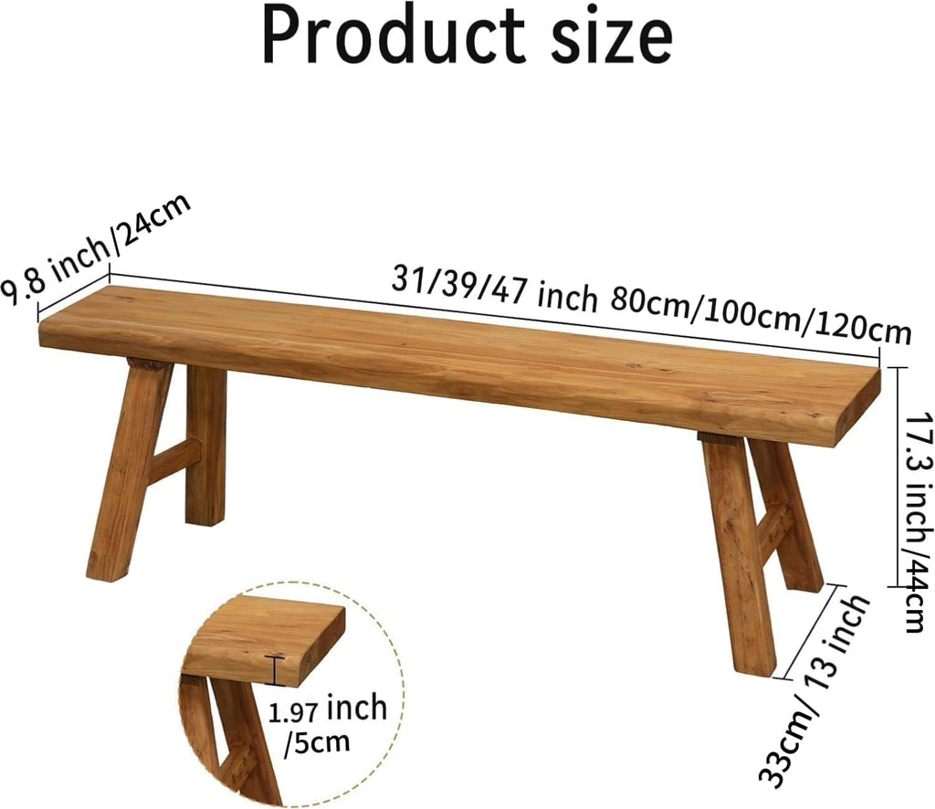 Wooden Bench Indoor Farmhouse Skinny Entryway Bench
