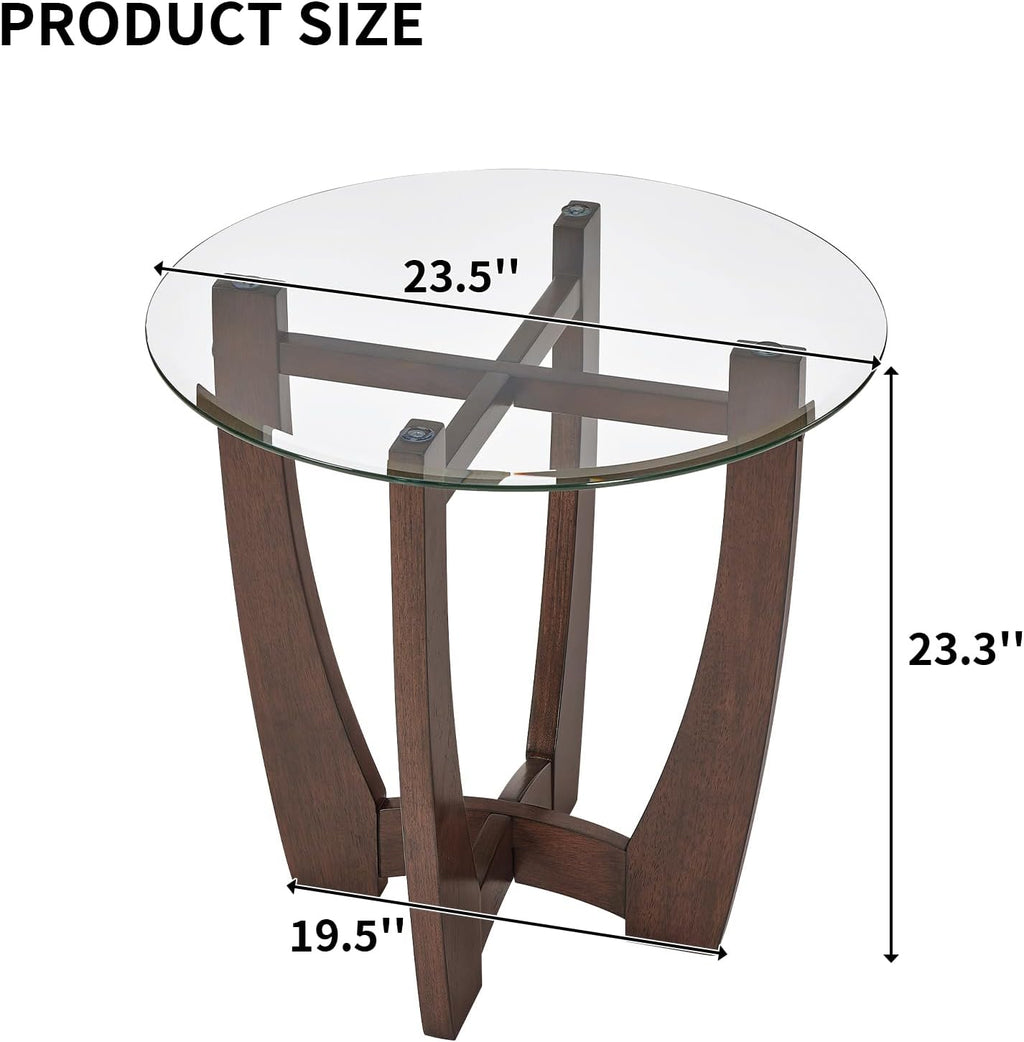 Round Glass End Table