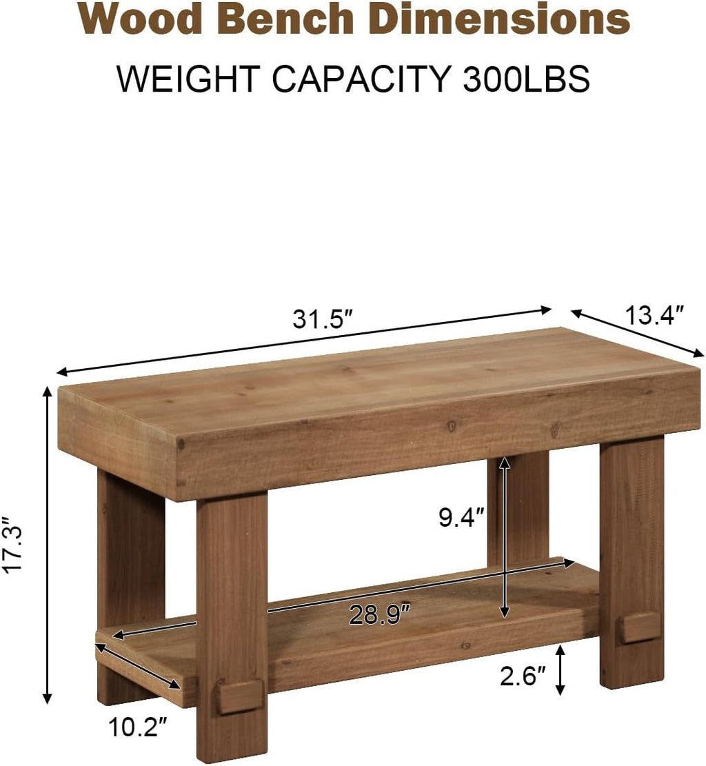 31.5" Solid Wood Bench