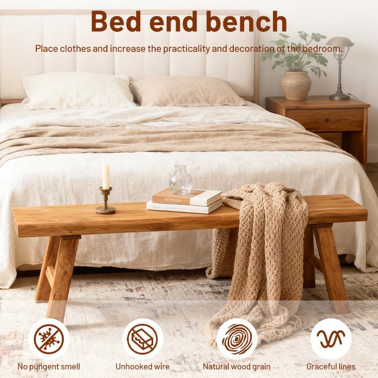 Wooden Bench Indoor Farmhouse Skinny Entryway Bench