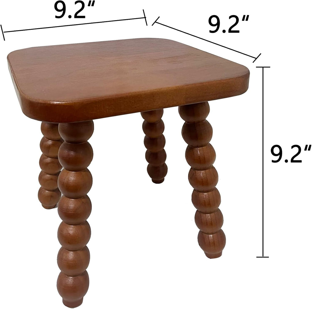 Solid Wooden Adult Stool, 9.3 Inch, Brown