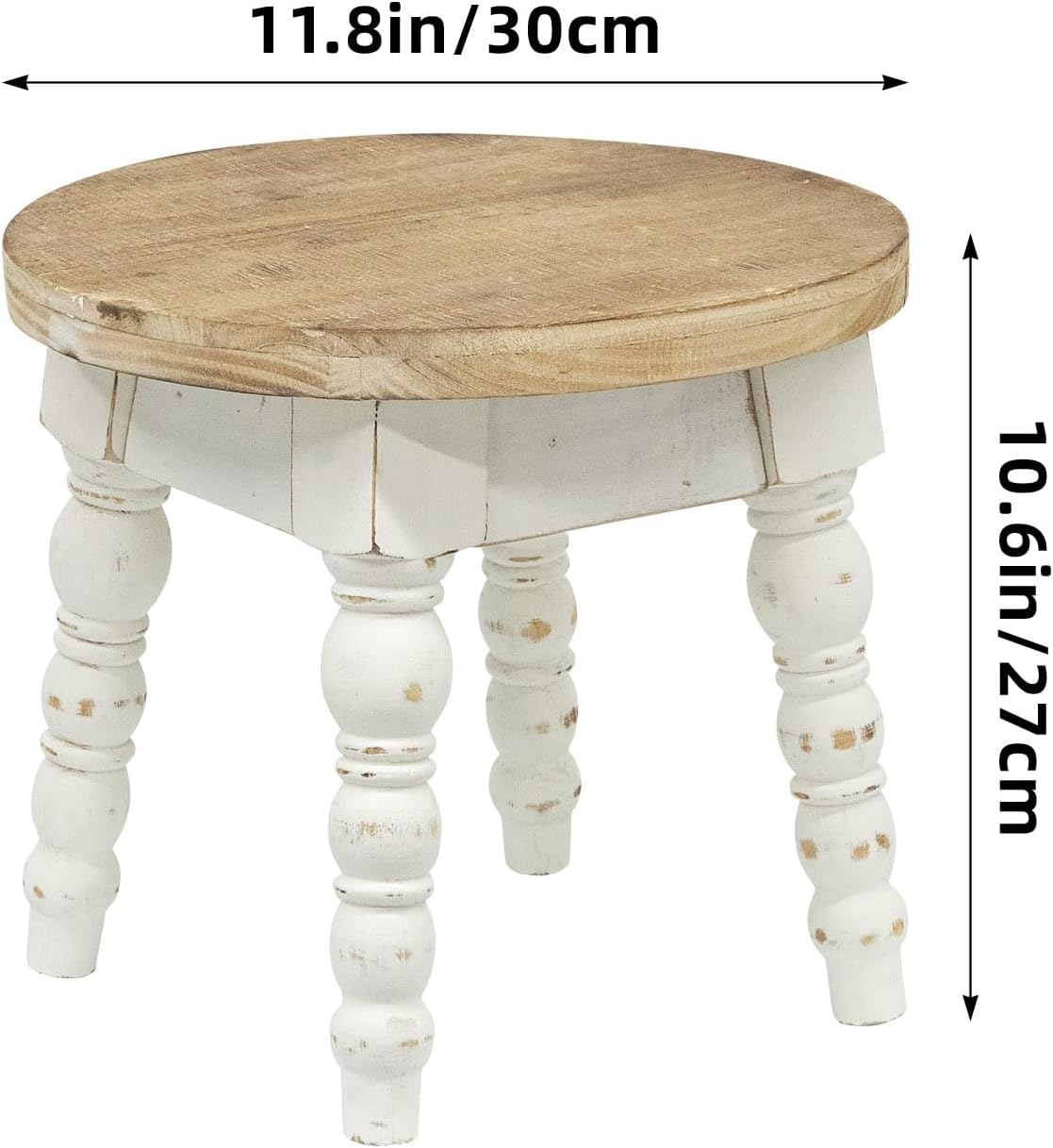 Vintage Round Wooden Farmhouse Step Stool
