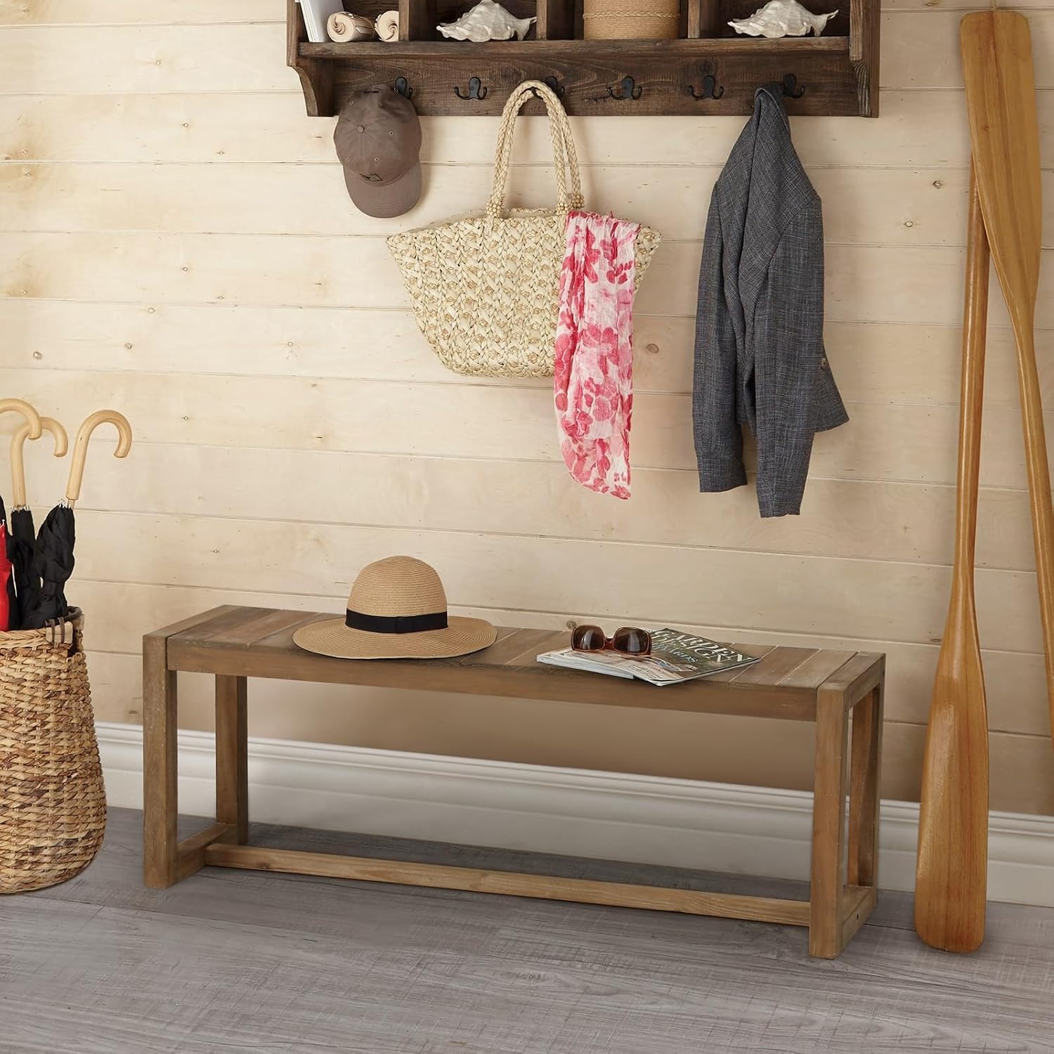Farmhouse Solid Wood Entryway Bench