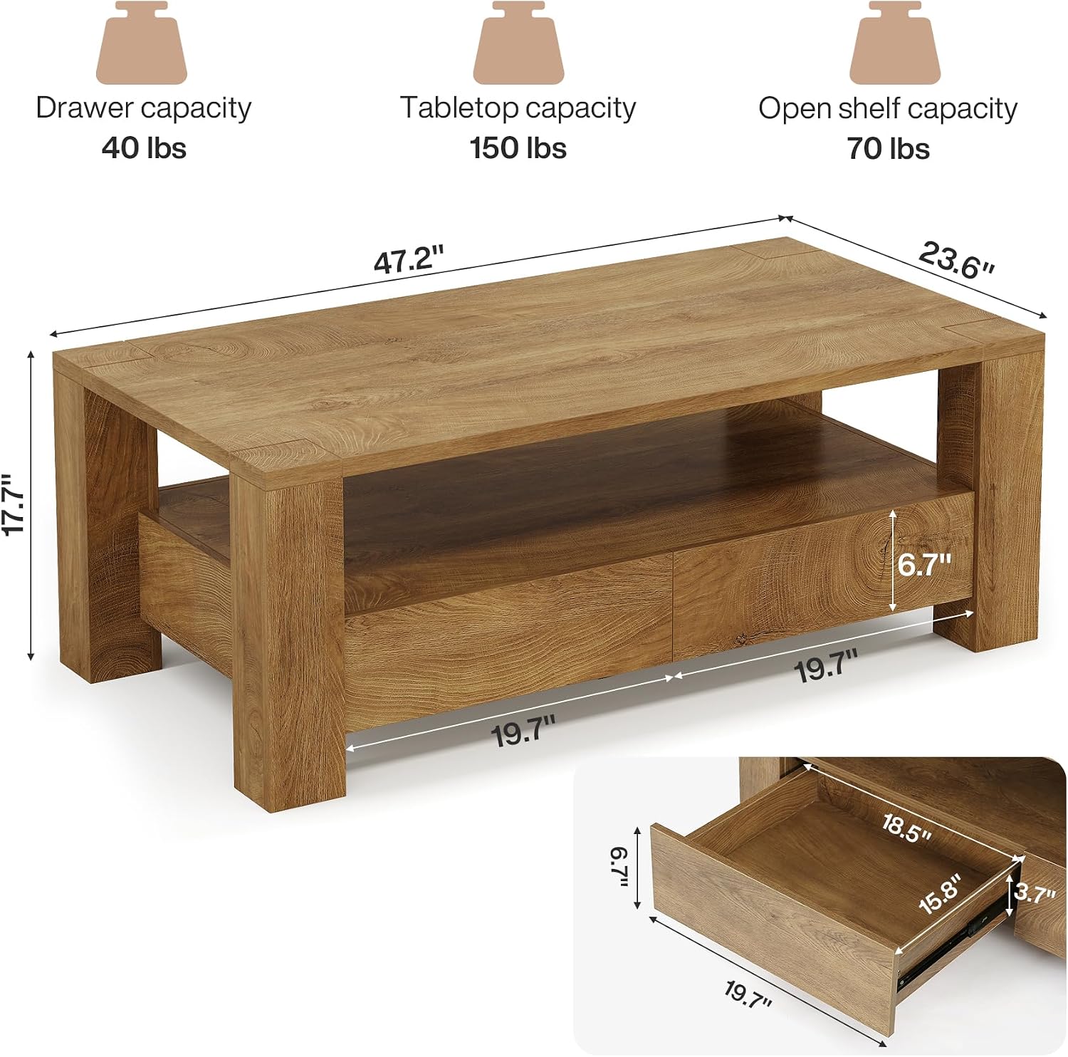 Farmhouse Coffee Table with Storage