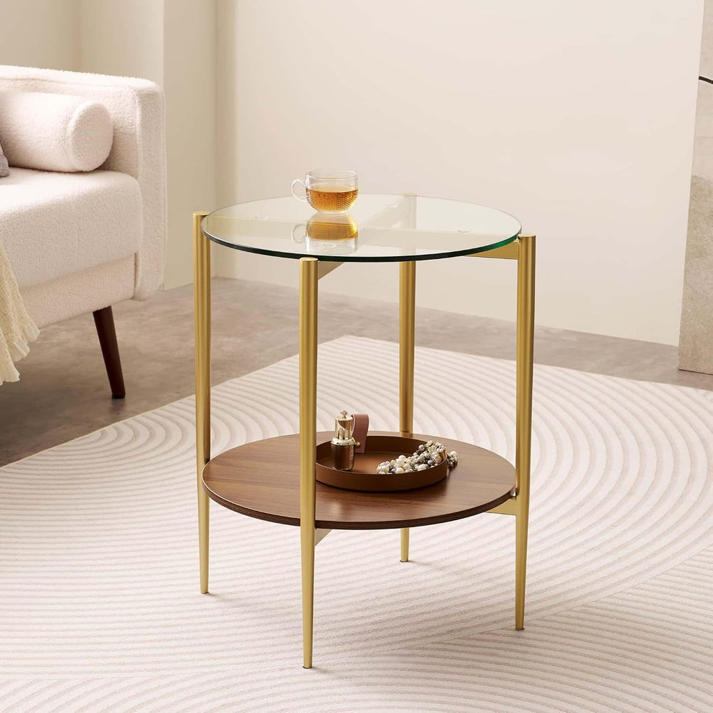 Round Glass End Table