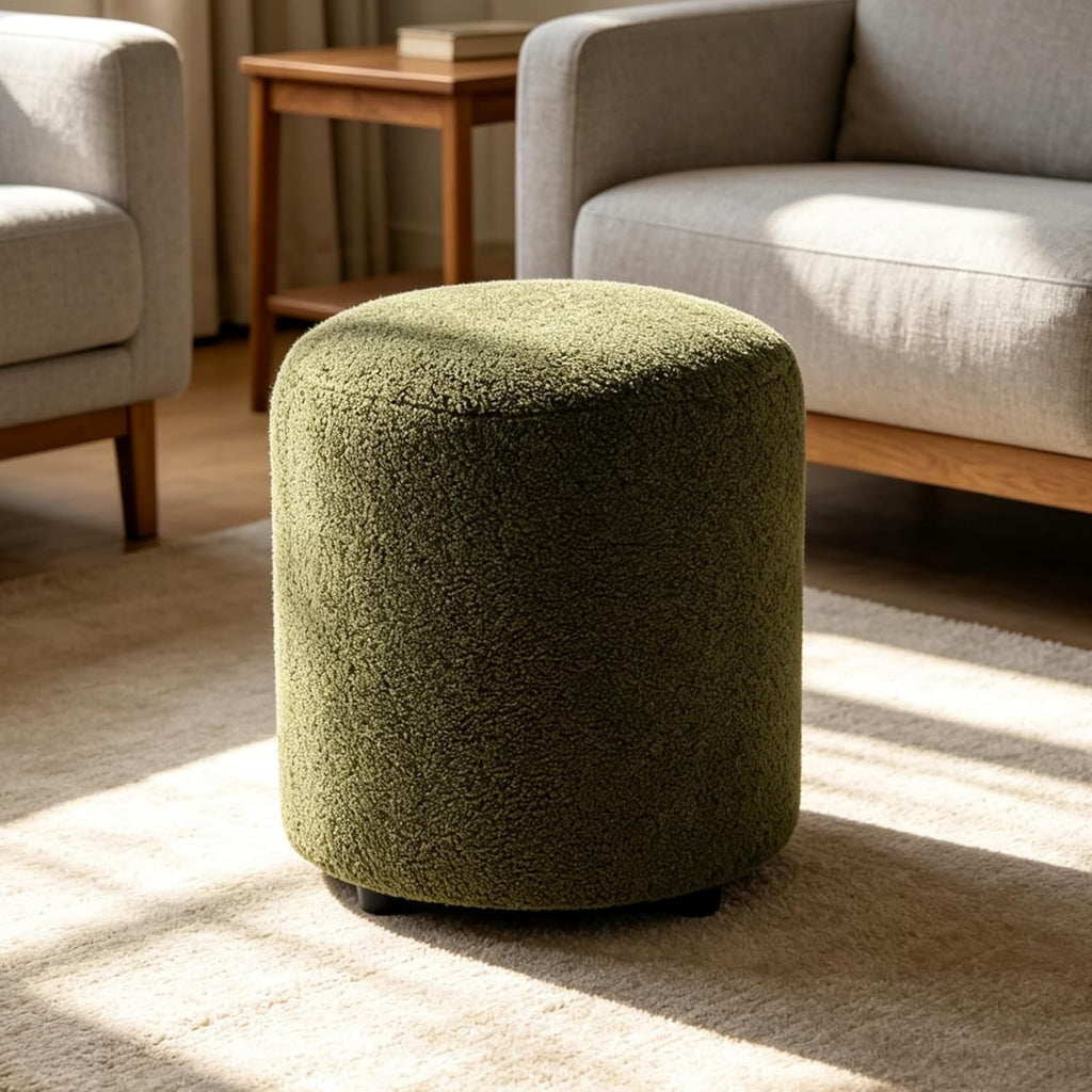 Dark Green Teddy Round Vanity Stool