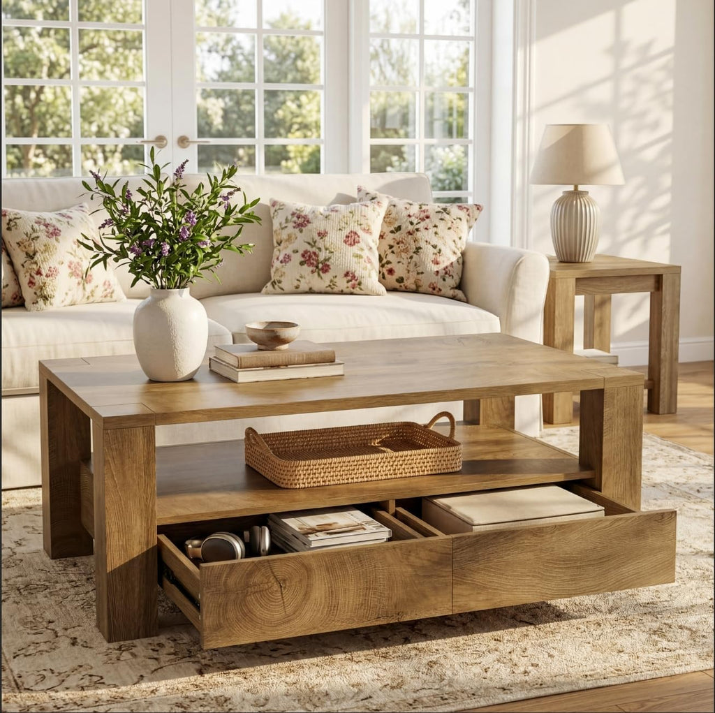 Farmhouse Coffee Table with Storage
