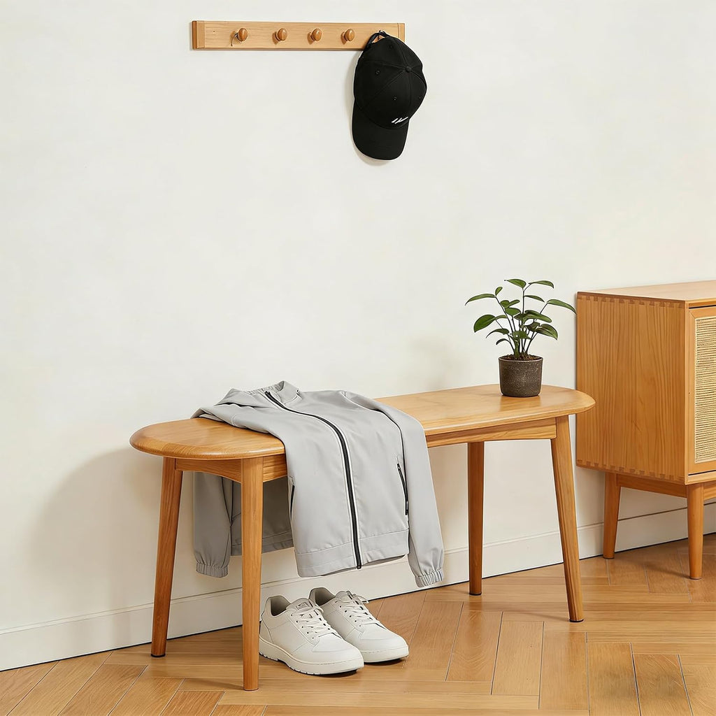 39" Solid Oak Narrow Hallway Entryway Bench