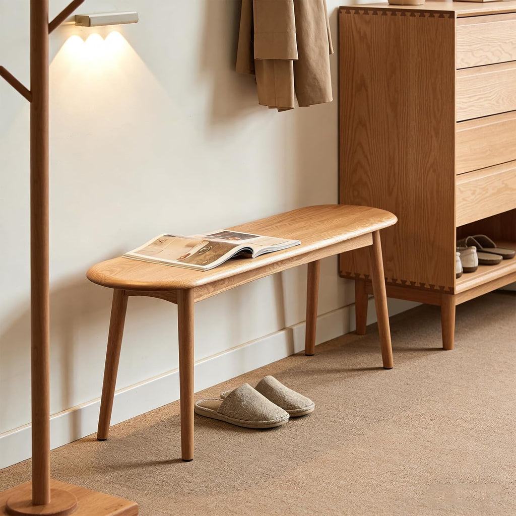 39" Solid Oak Narrow Hallway Entryway Bench