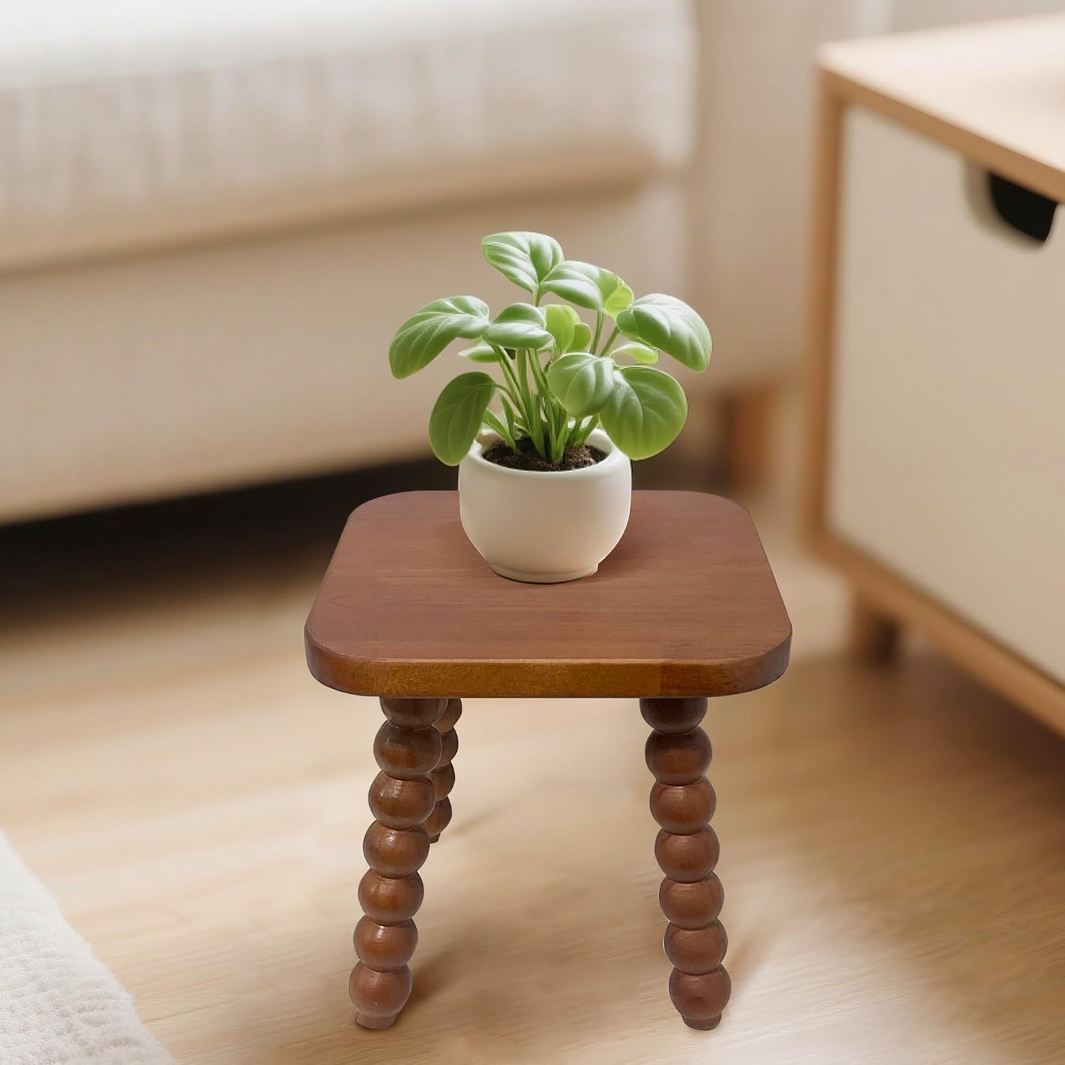 Solid Wooden Adult Stool, 9.3 Inch, Brown
