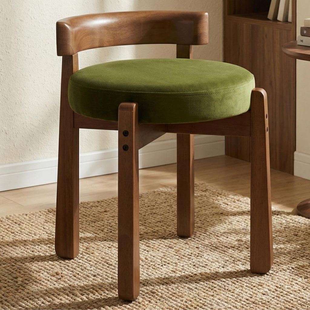 Green Velvet Vanity Stool