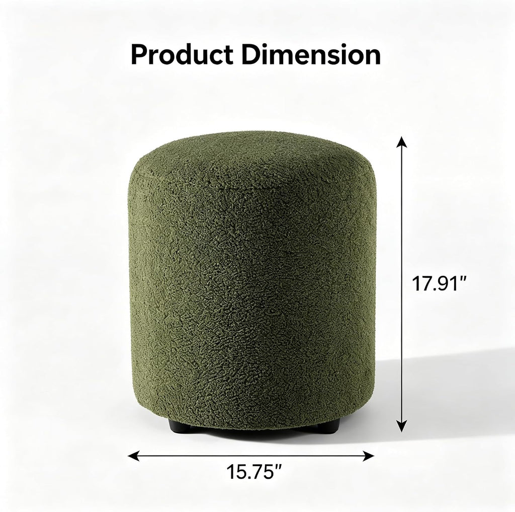 Dark Green Teddy Round Vanity Stool