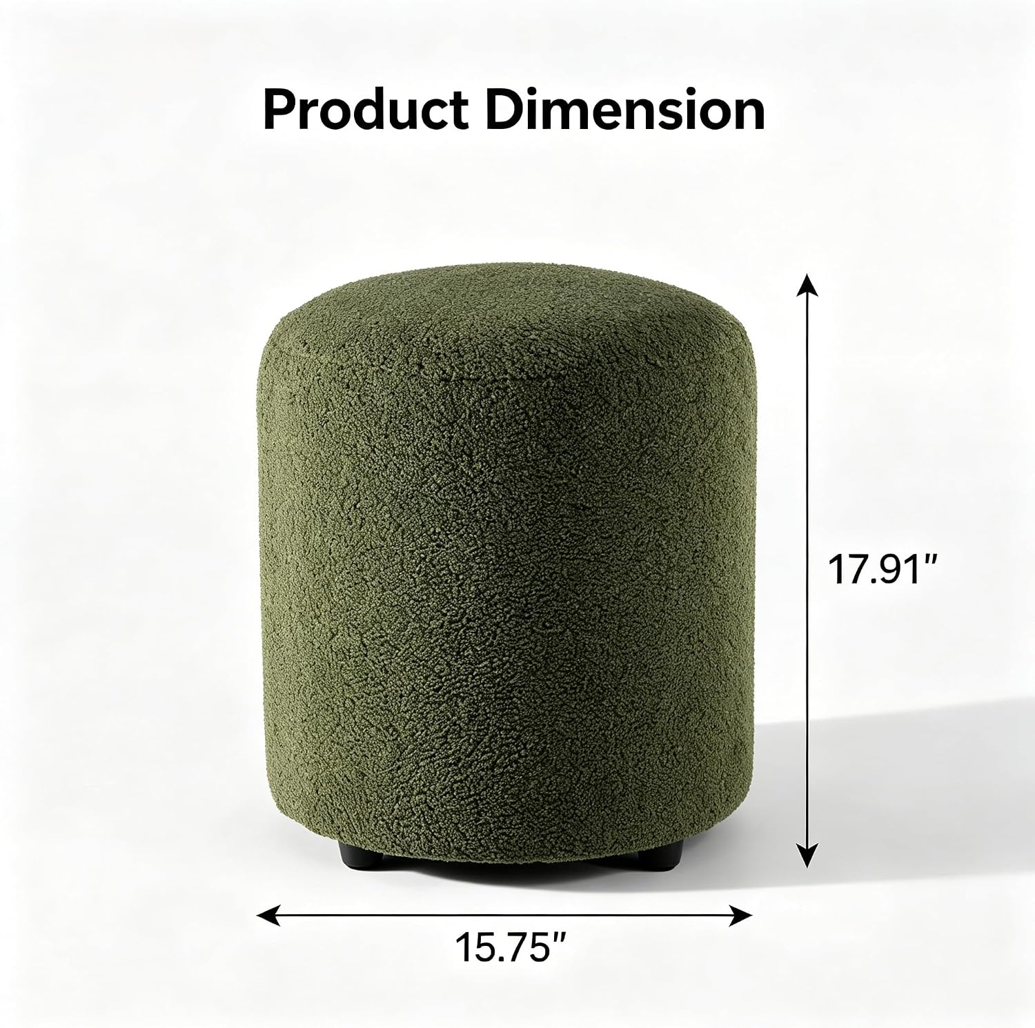 Dark Green Teddy Round Vanity Stool