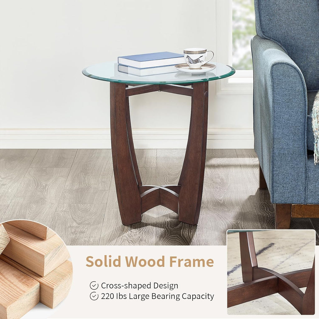 Round Glass End Table