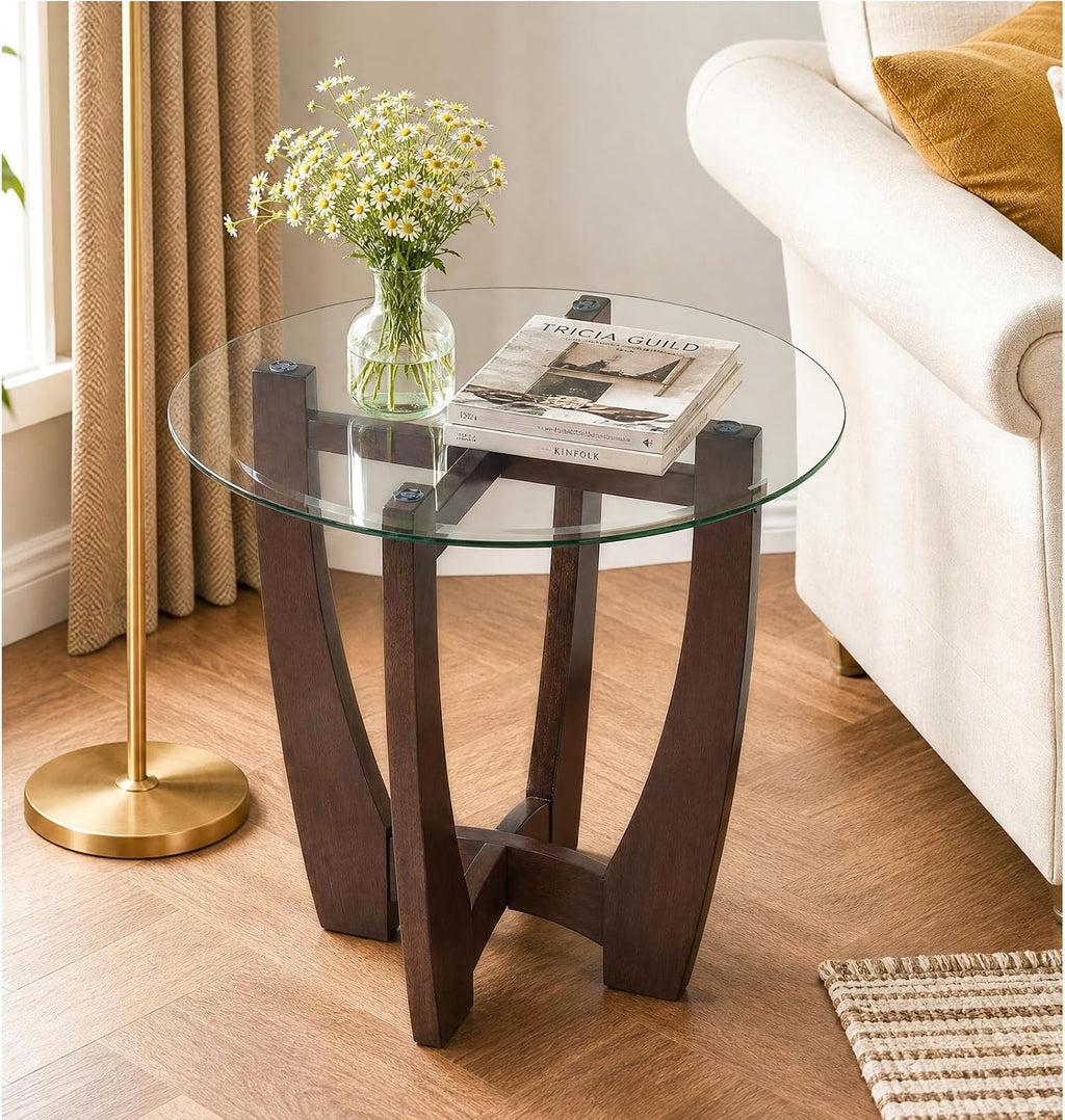 Round Glass End Table