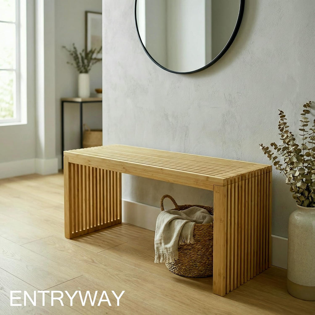 36" Bamboo Mid Century Bench