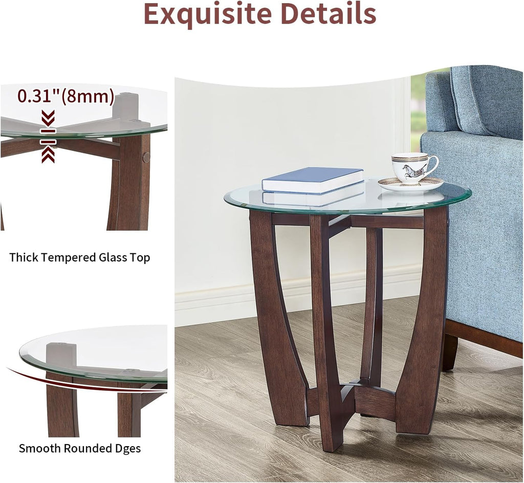 Round Glass End Table