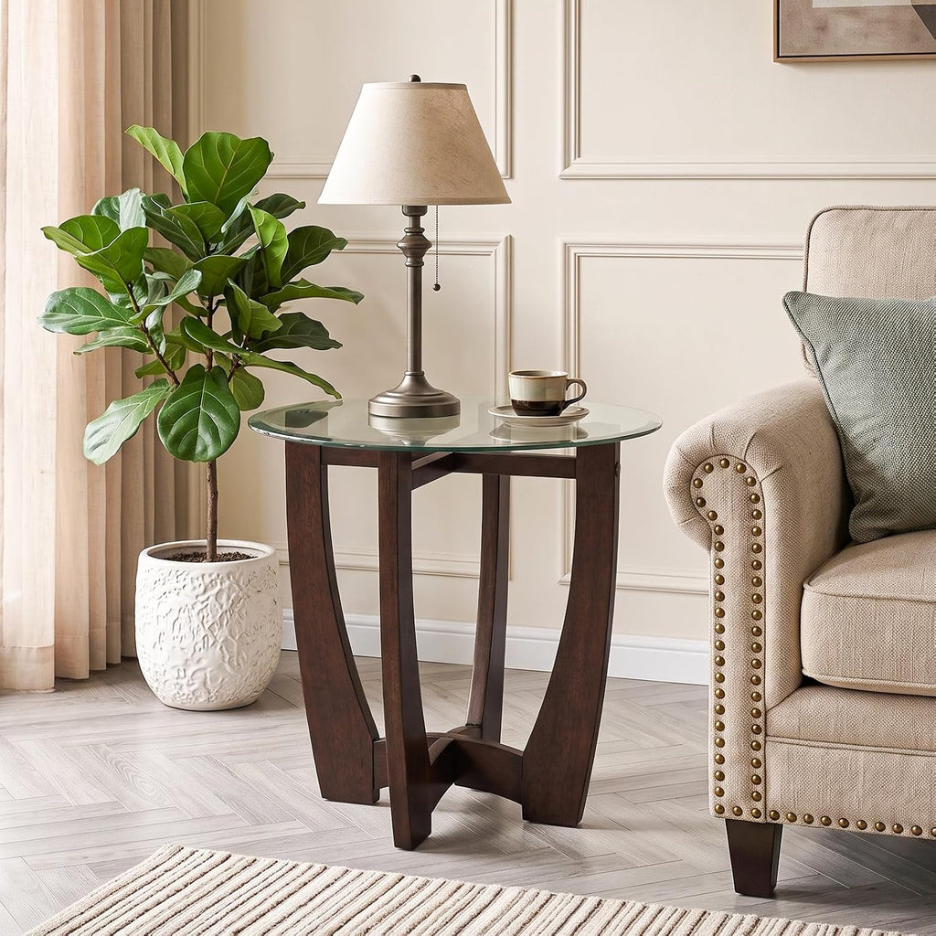 Round Glass End Table