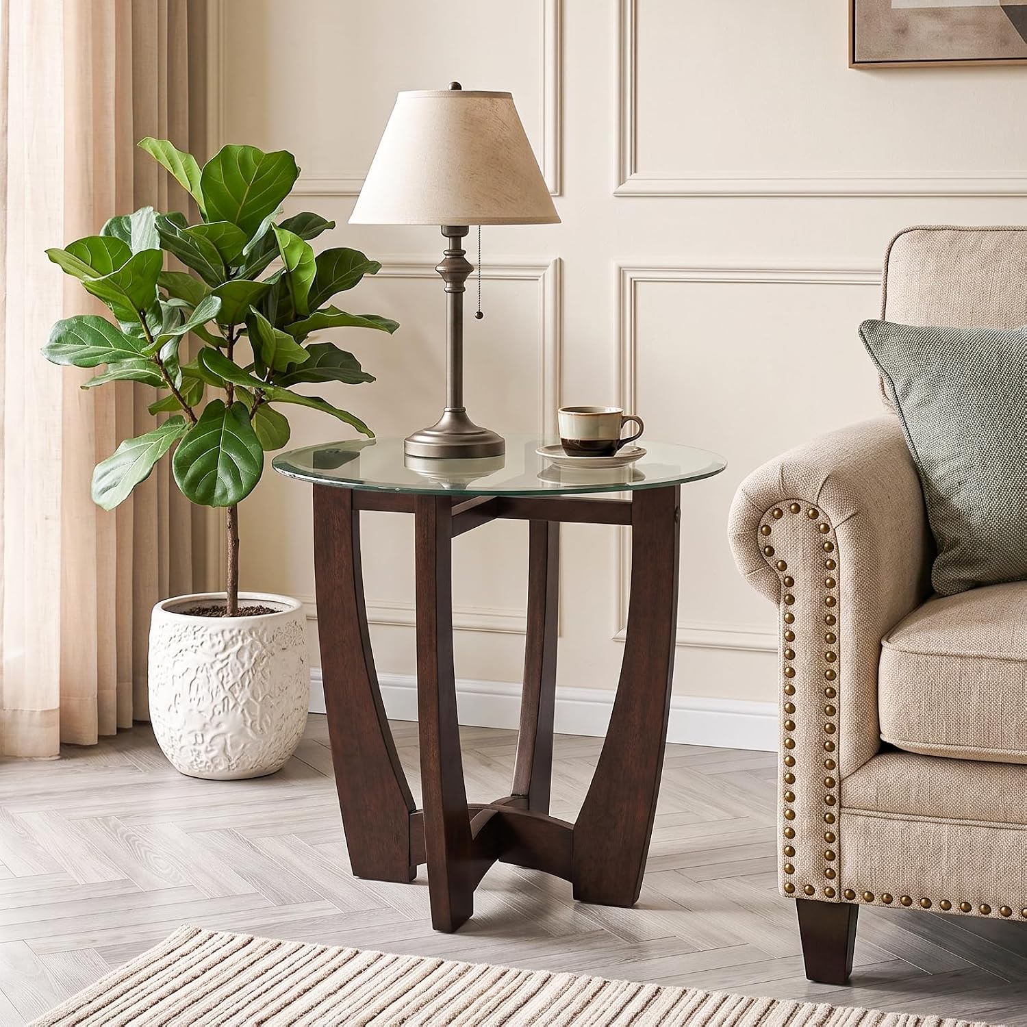 Round Glass End Table