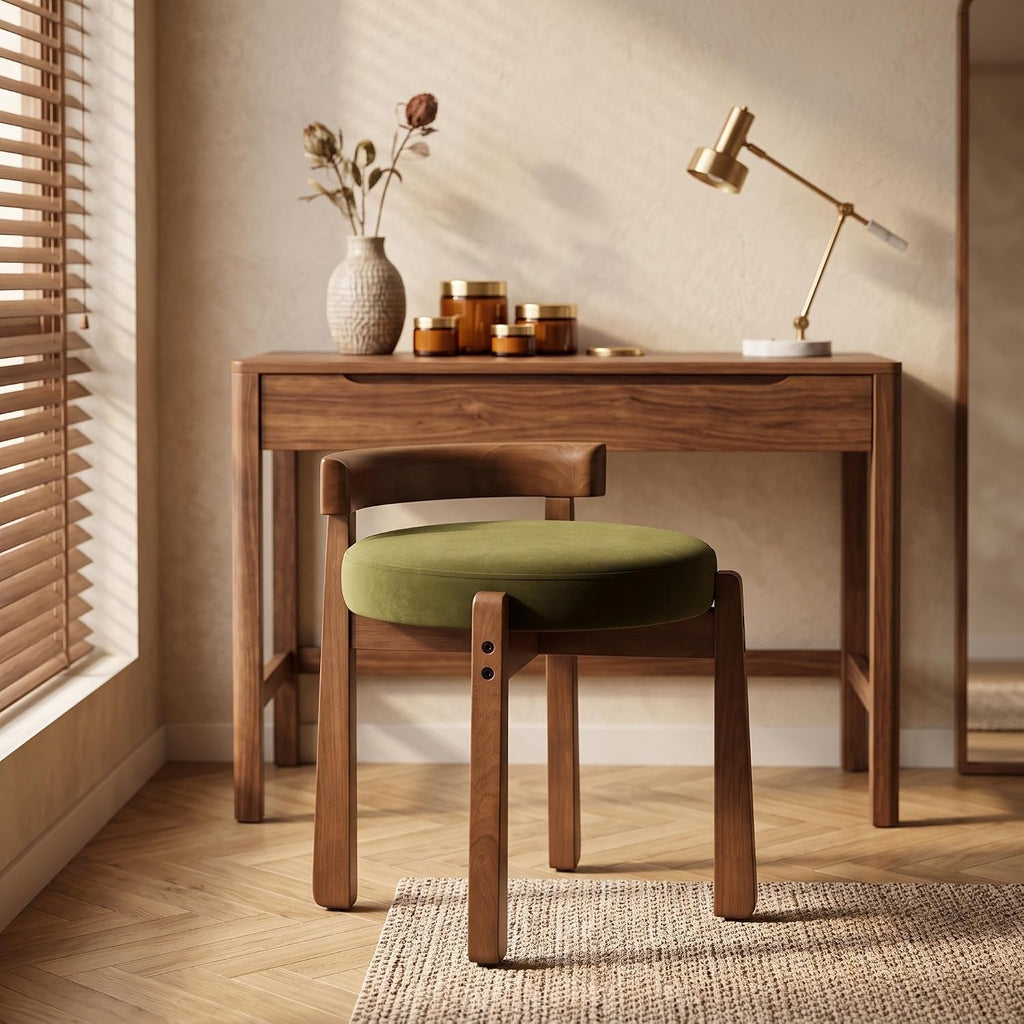 Green Velvet Vanity Stool