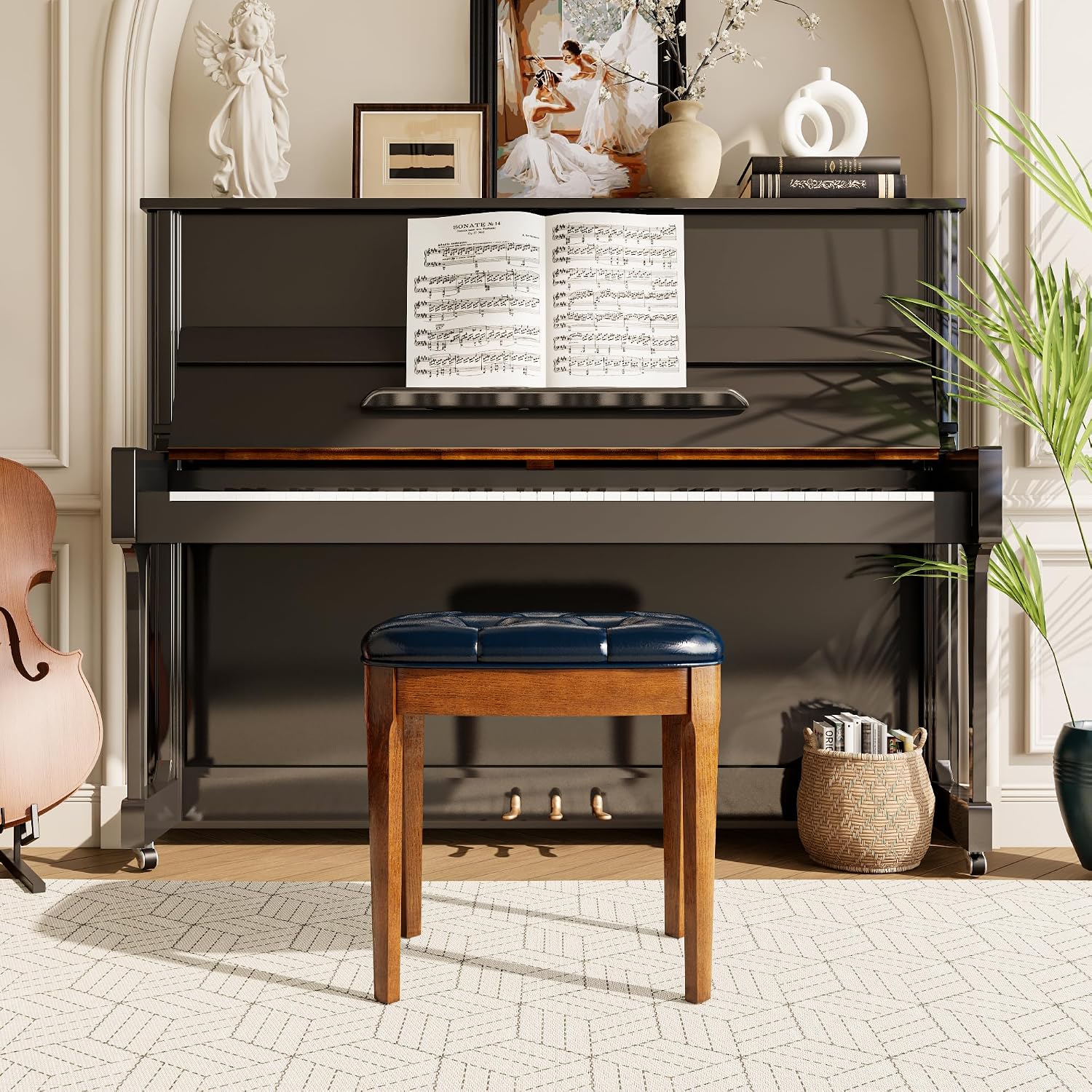 Modern Upholstered Vanity Bench Stool