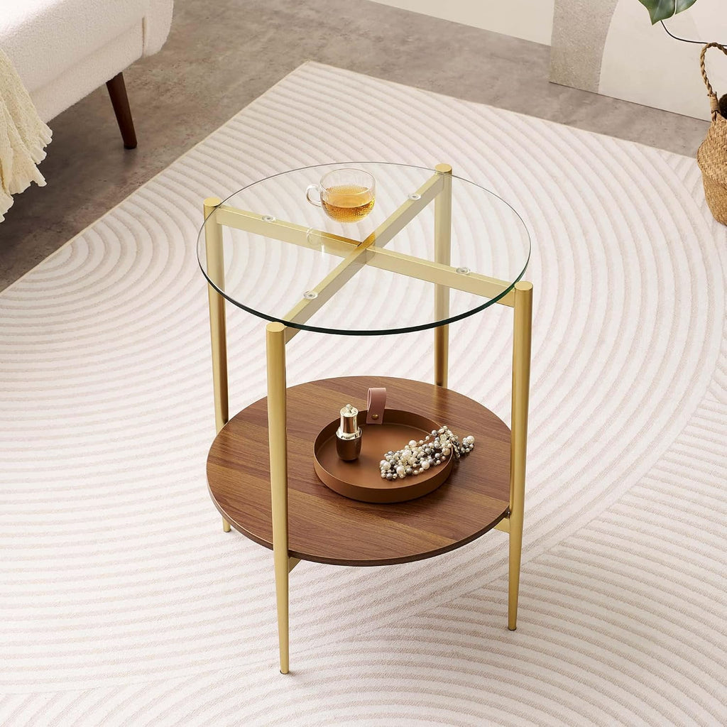 Round Glass End Table