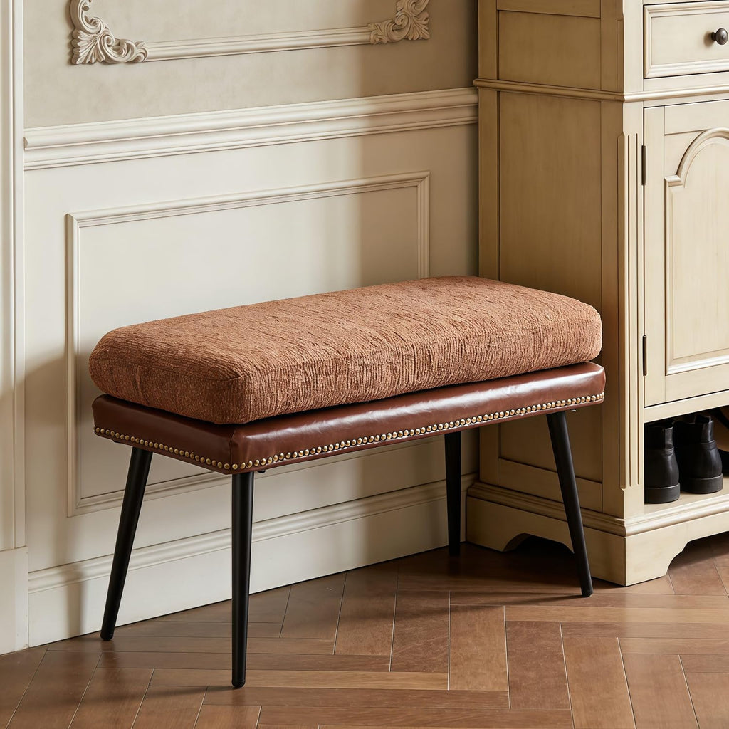 32" Retro Upholstered Entryway Bench