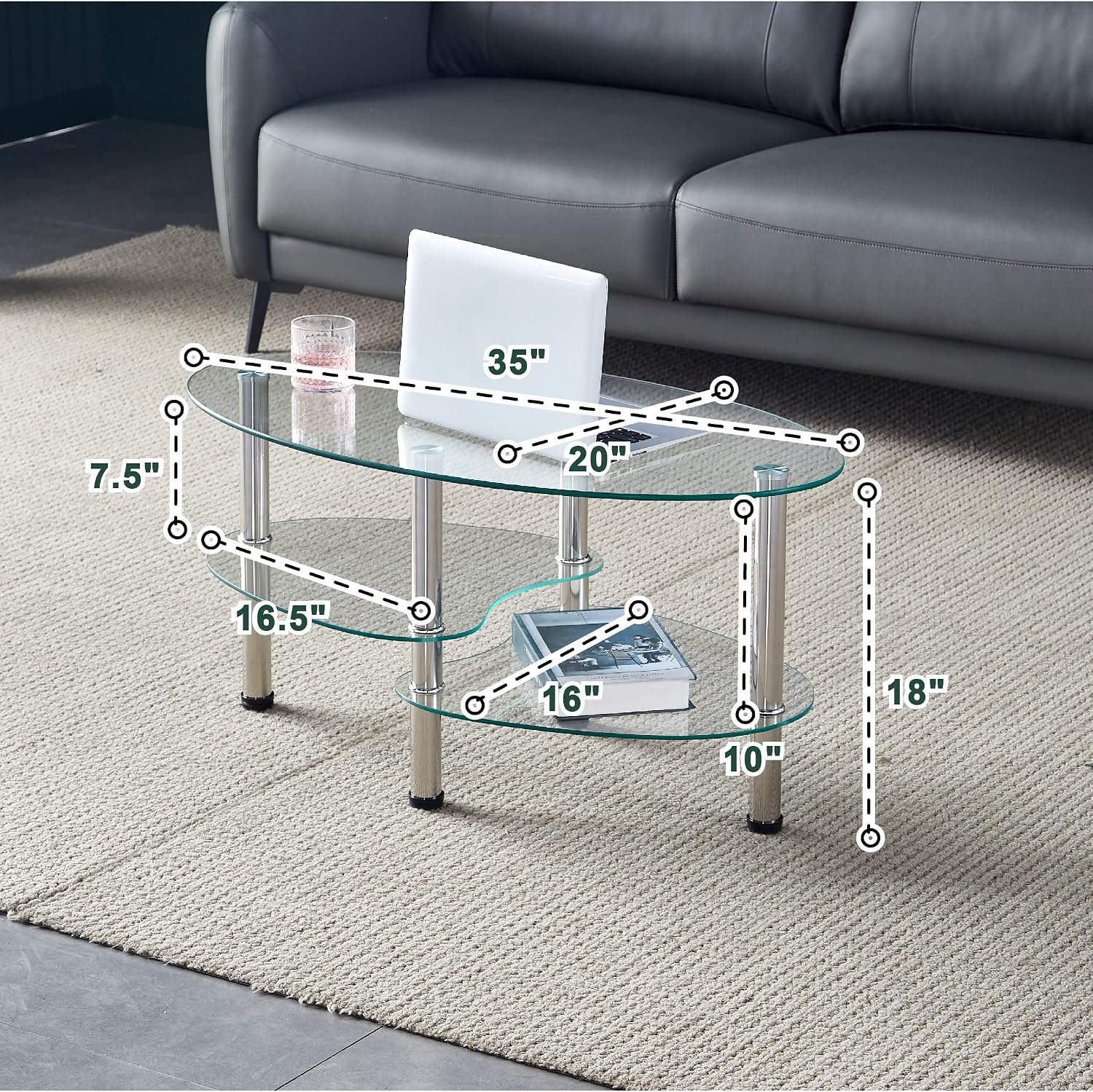 Oval Glass Coffee Table