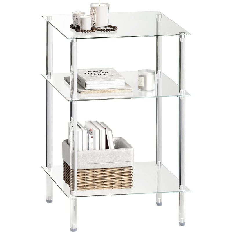 Glass 3-Tier End Table