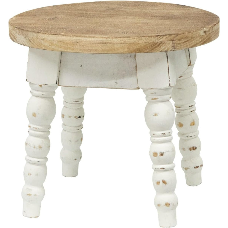 Vintage Round Wooden Farmhouse Step Stool